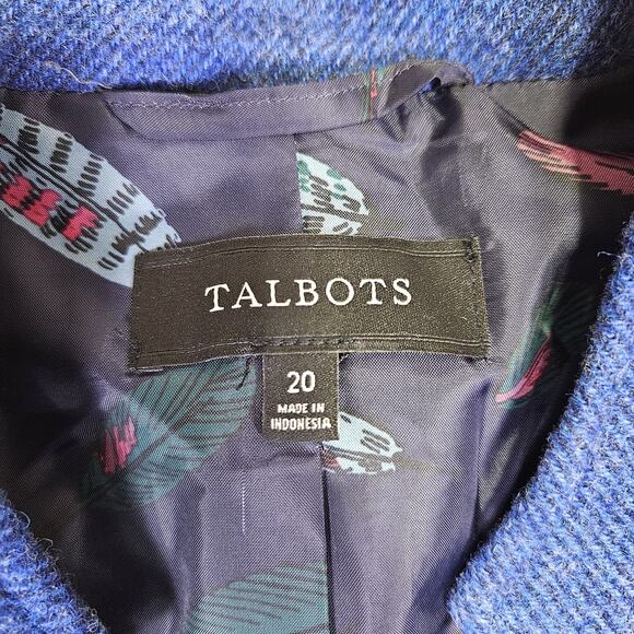 Talbots Tweed Blazer Women 20 Wool Blend Blue Classic Quiet Luxury Plus Size NEW - Picture 10 of 16